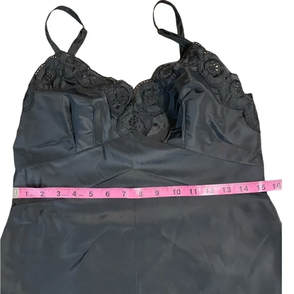 Vintage 1960s Val Mode Lingerie Black Underslip Nightdress Size 34B